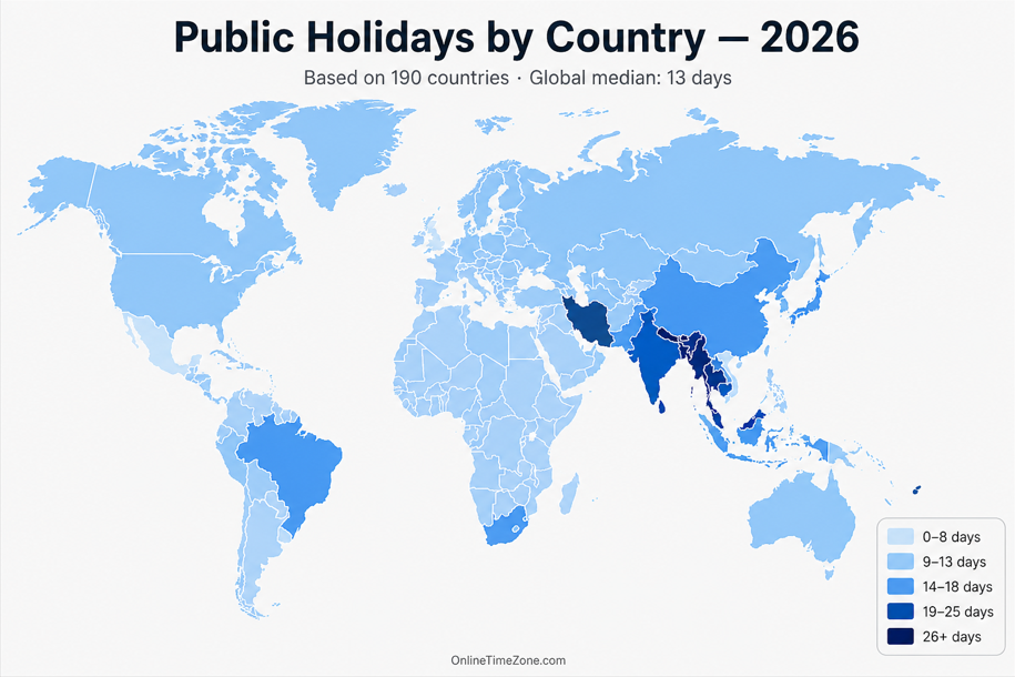 Which Countries Have the Most (and Fewest) Public Holidays in 2026?